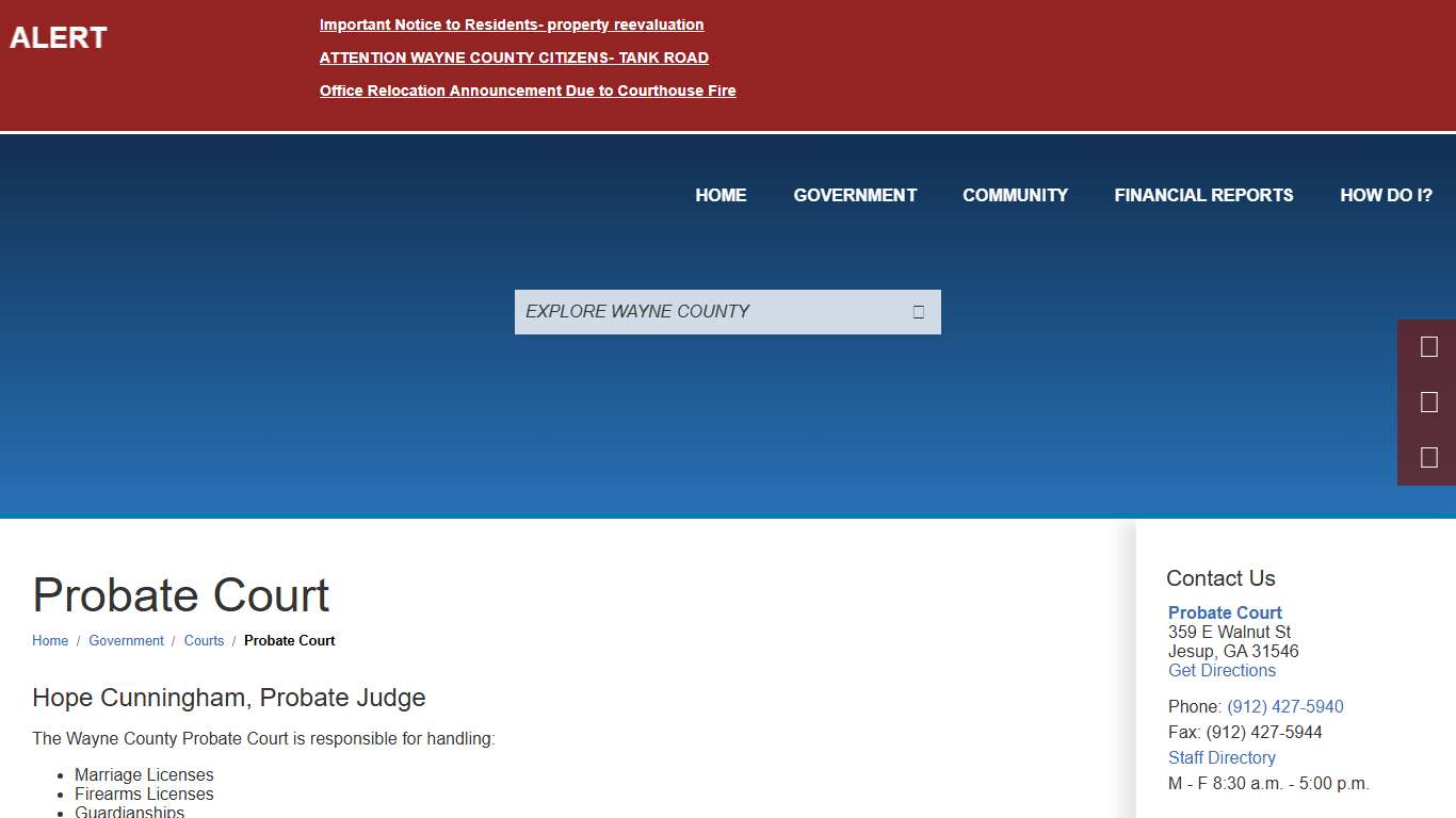 Probate Court / Wayne County, Georgia