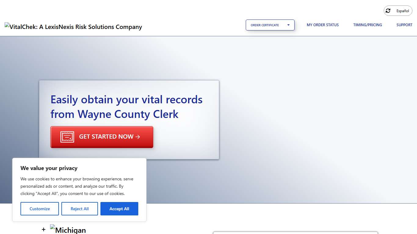 Wayne County Clerk (MI) | Order Certificates - VitalChek